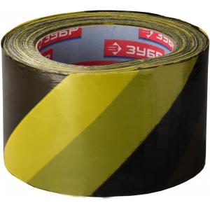 Лента "МАСТЕР" сигнальная, цвет желто-черный, в индивидуальной упаковке, 70мм х 200м, ЗУБР, 12242-70-200
