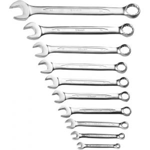 Набор "ПРОФИ": Ключ гаечный комбинированный, Cr-V сталь, хромированный, 6-22мм, 10шт, ЗУБР, 27028-H10