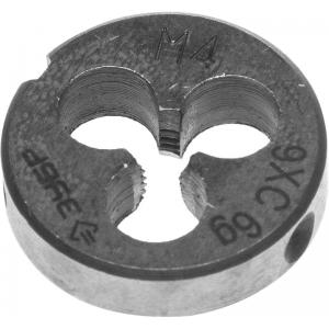 Плашка "МАСТЕР" круглая ручная для нарезания метрической резьбы, М4 x 0,7, ЗУБР, 4-28022-04-0.7