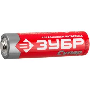 Батарейка "TURBO" щелочная (алкалиновая), тип AA, 1,5В, 4шт на карточке, ЗУБР, 59213-4C