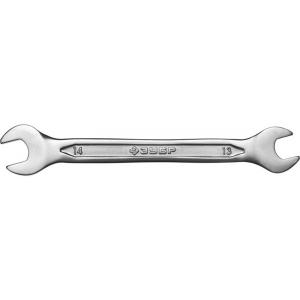 Ключ "МАСТЕР" гаечный рожковый, Cr-V сталь, хромированный, 13х14мм, ЗУБР, 27010-13-14