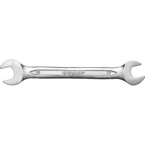 Ключ "МАСТЕР" гаечный рожковый, Cr-V сталь, хромированный, 17х19мм, ЗУБР, 27010-17-19
