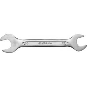 Ключ "МАСТЕР" гаечный рожковый, Cr-V сталь, хромированный, 27х30мм, ЗУБР, 27010-27-30
