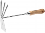 Мотыжка ЭКСПЕРТ комбинированная из нерж. стали, деревянная ручка из ясеня, прямое лезвие + 3 зубца