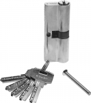 Механизм "ЭКСПЕРТ"цилиндровый, повышенной защищенности, тип "ключ-ключ", цвет хром, 6-PIN, 90мм, ЗУБР, 52105-90-2