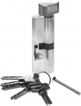 Механизм "ЭКСПЕРТ"цилиндровый, повышенной защищенности, тип "ключ-защелка", цвет хром, 6-PIN, 80мм, ЗУБР, 52107-80-2