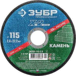 Круг отрезной по камню 115 мм x 2,0 мм x 22,23 мм ЗУБР 36203-115-2.0_z02