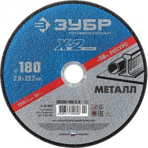 Круг отрезной по металлу 180 мм x 2,0 мм x 22,23 мм ЗУБР 36200-180-2.0_z02