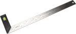 Угольник "ЭКСПЕРТ" разметочный, усиленный, встроенный уровень, гравирован шкала, нерж полотно 37мм, толщина 2мм, 500мм, ЗУБР, 34397-50