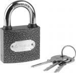 Замок "МАСТЕР" навесной, металлический корпус, закаленная дужка, 50мм, ЗУБР, 3712-50