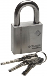 Замок ЭКСПЕРТ навесной, нержавеющая сталь (корпус и дужка), закаленная дужка,ЗУБР
