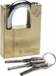 Замок "ЭКСПЕРТ" навесной, латунный корпус, закаленная дужка, с дополнительной защитой, 60мм, ЗУБР, 37297-60