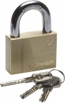 Замок "ЭКСПЕРТ" навесной, латунный корпус, классическая форма, закаленная дужка, 60мм, ЗУБР, 37299-60