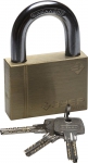 Замок "ЭКСПЕРТ" навесной, латунный корпус, классическая форма, закаленная дужка, 70мм, ЗУБР, 37299-70